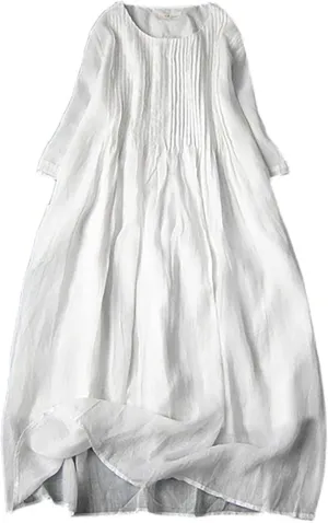 Spring and Summer Cotton and Linen Baptism Casual Dresses Girls Dresses Casual Skirts for Women 2024