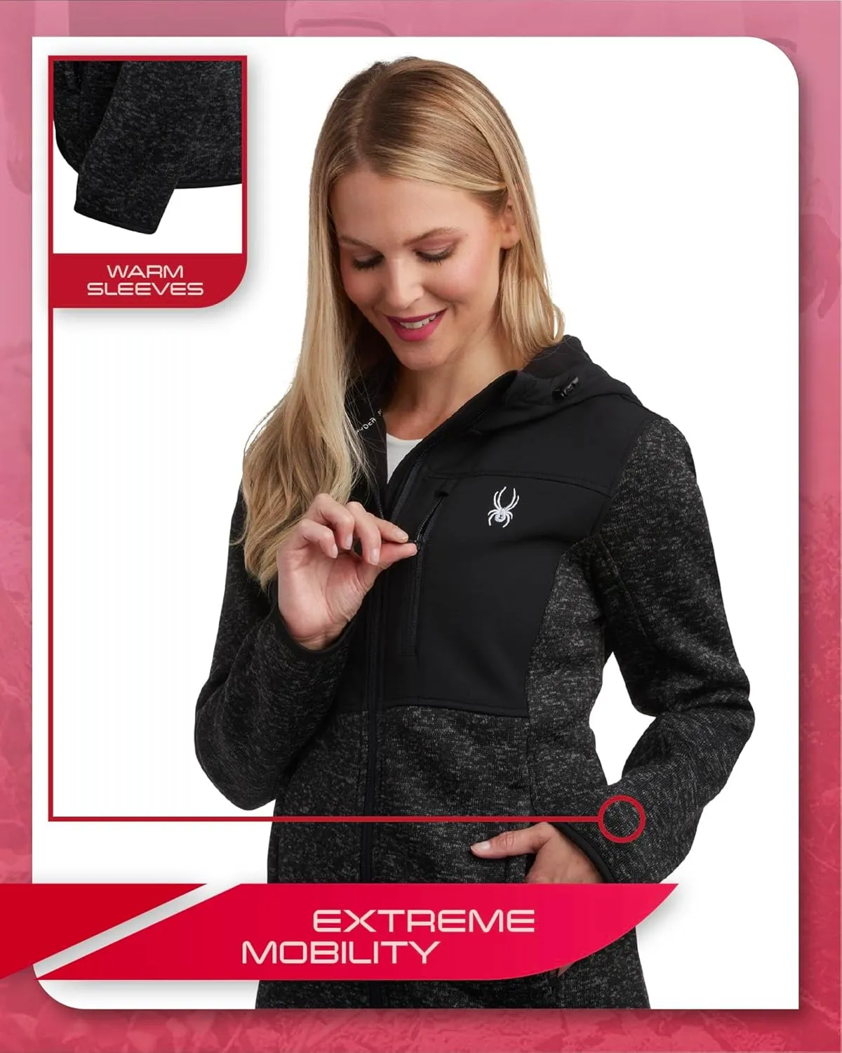Spyder Women's Softshell Jacket - Bonded Micro-Fleece Lightweight Jacket Women - Full Zip Up Hooded Jackets for Women (S-XL)
