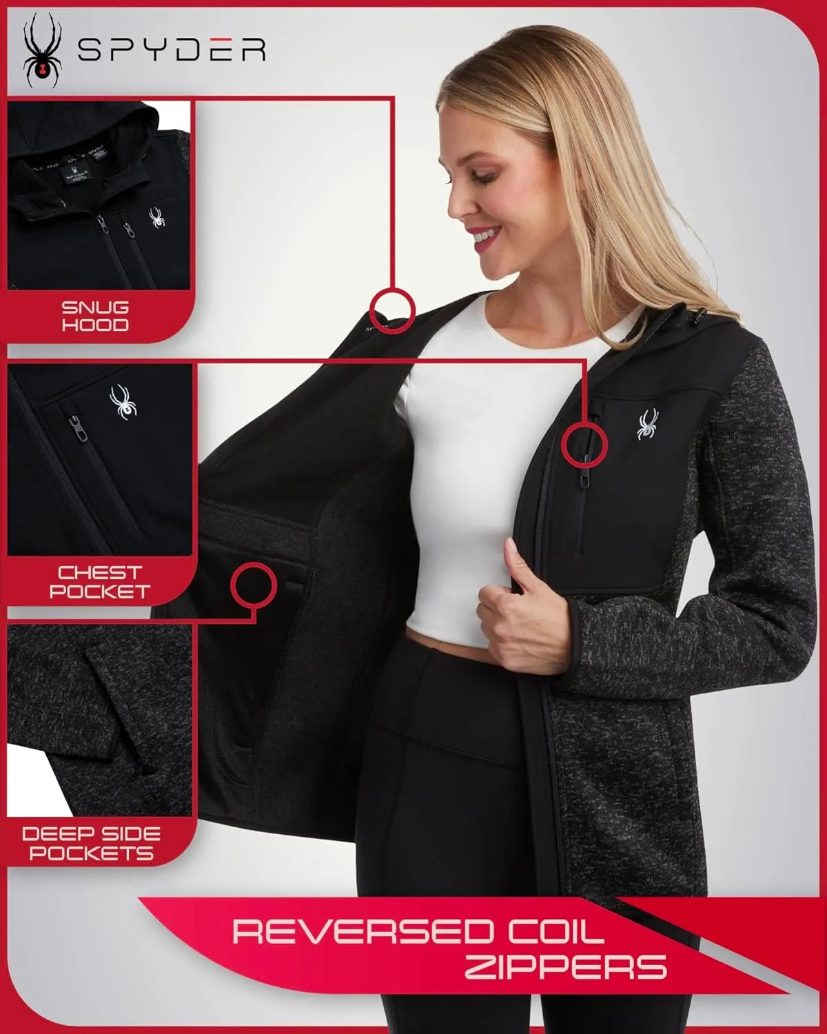 Spyder Women's Softshell Jacket - Bonded Micro-Fleece Lightweight Jacket Women - Full Zip Up Hooded Jackets for Women (S-XL)