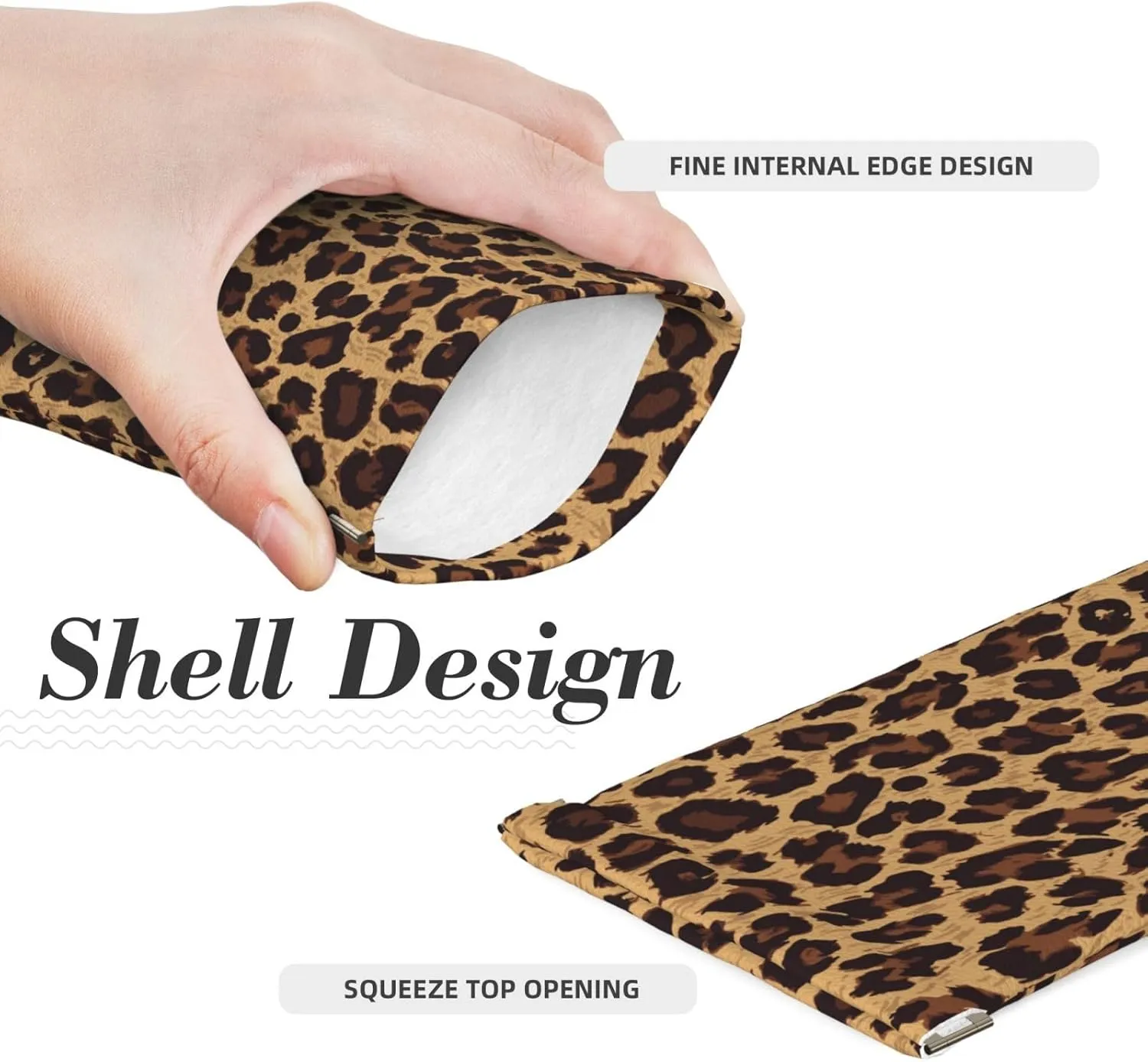 Squeeze Top Sunglass Case Soft Leather Eyeglass Case Portable Sunglasses Pouch