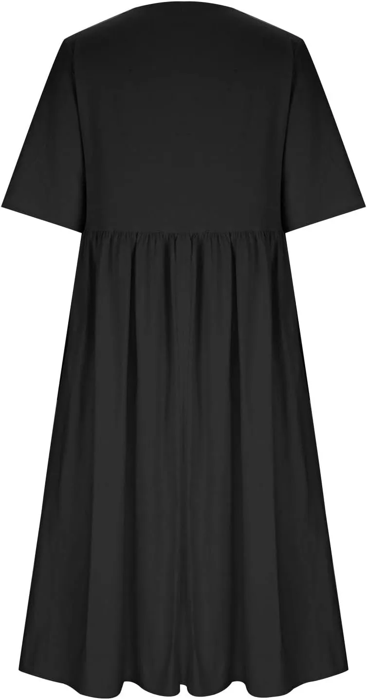 Summer Dresses for Women 2025 Floral Dress Short Sleeve Shirt Dresses Plus Size Maxi Dress Beach Vacation Sundresses