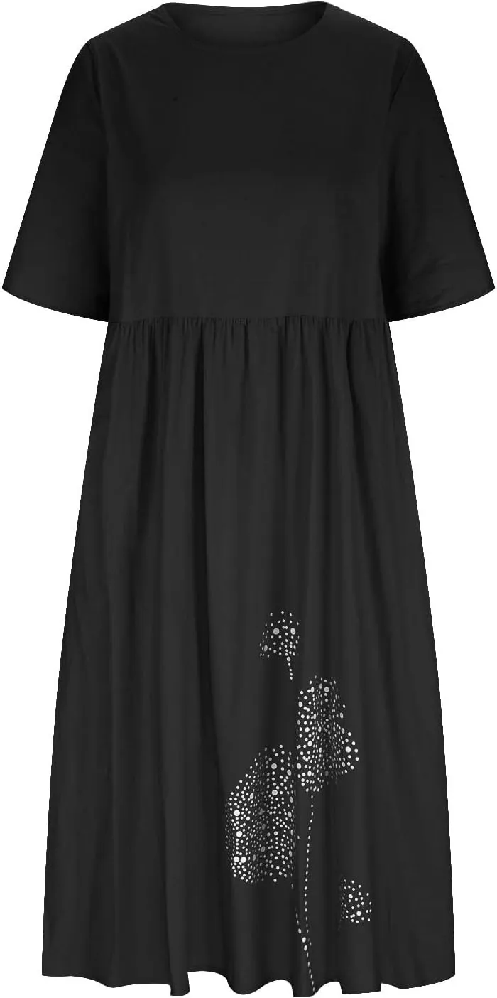 Summer Dresses for Women 2025 Floral Dress Short Sleeve Shirt Dresses Plus Size Maxi Dress Beach Vacation Sundresses