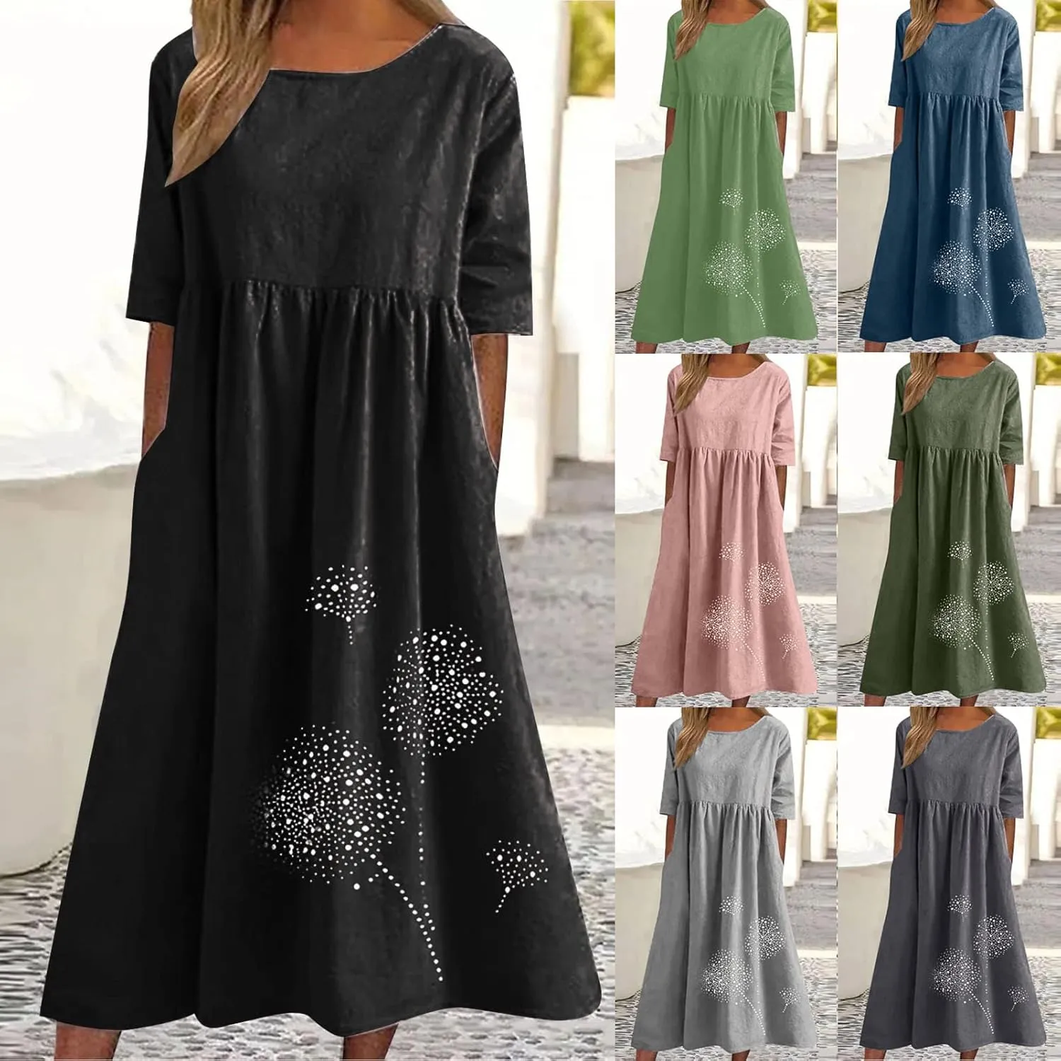 Summer Dresses for Women 2025 Floral Dress Short Sleeve Shirt Dresses Plus Size Maxi Dress Beach Vacation Sundresses