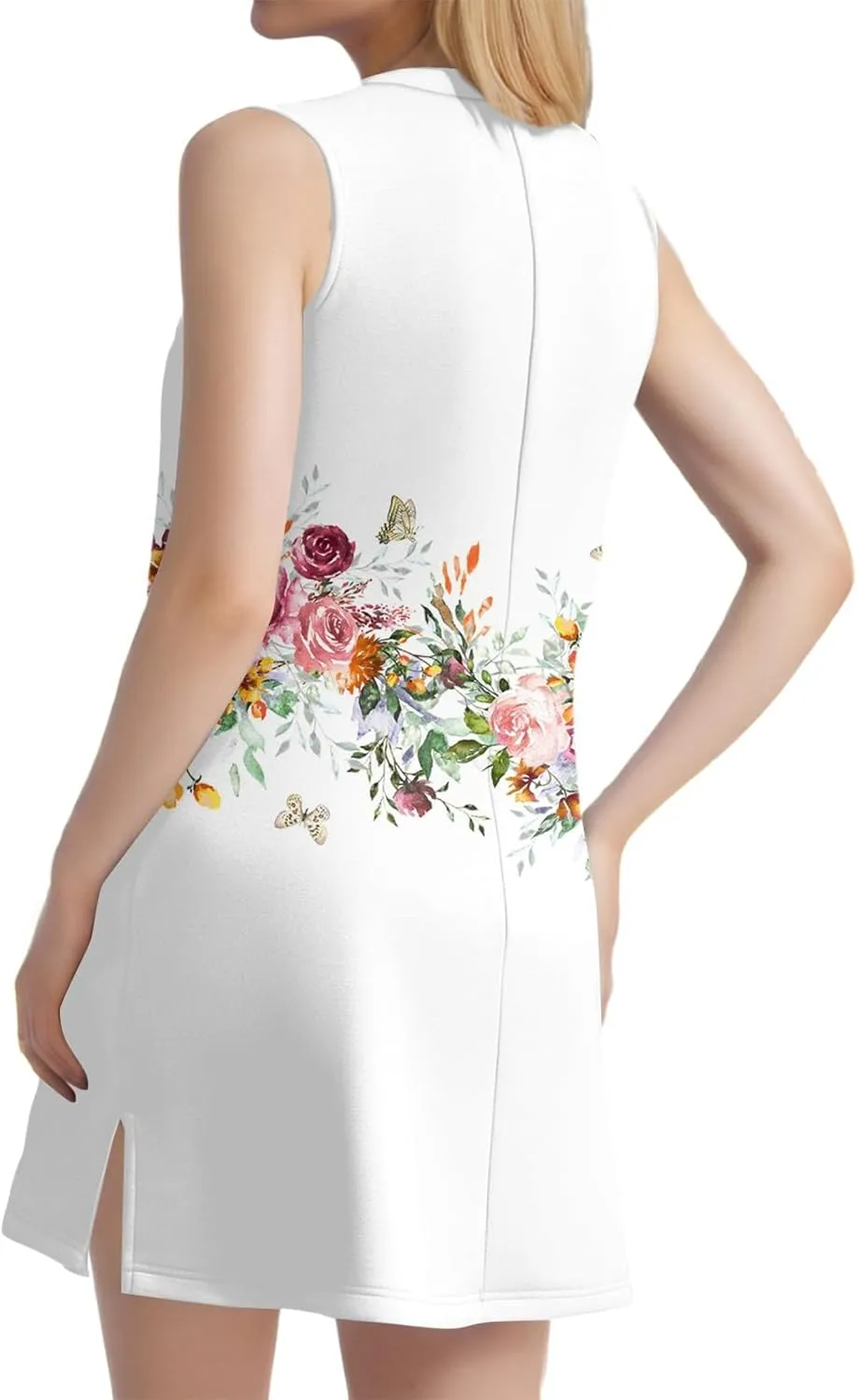 Summer Dresses for Women 2025 Sleeveless Floral Tank Dress Casual Sundresses Loose Beach T Shirt Dresses with Split