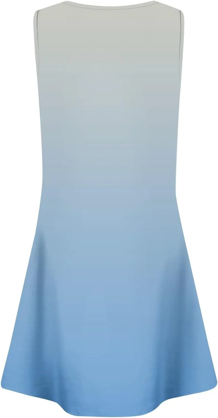 Summer Dresses for Women Loose Sleeveless T Shirt Dresses Square Neck Casual Pleated Front Tank Dress Floral Sundresses