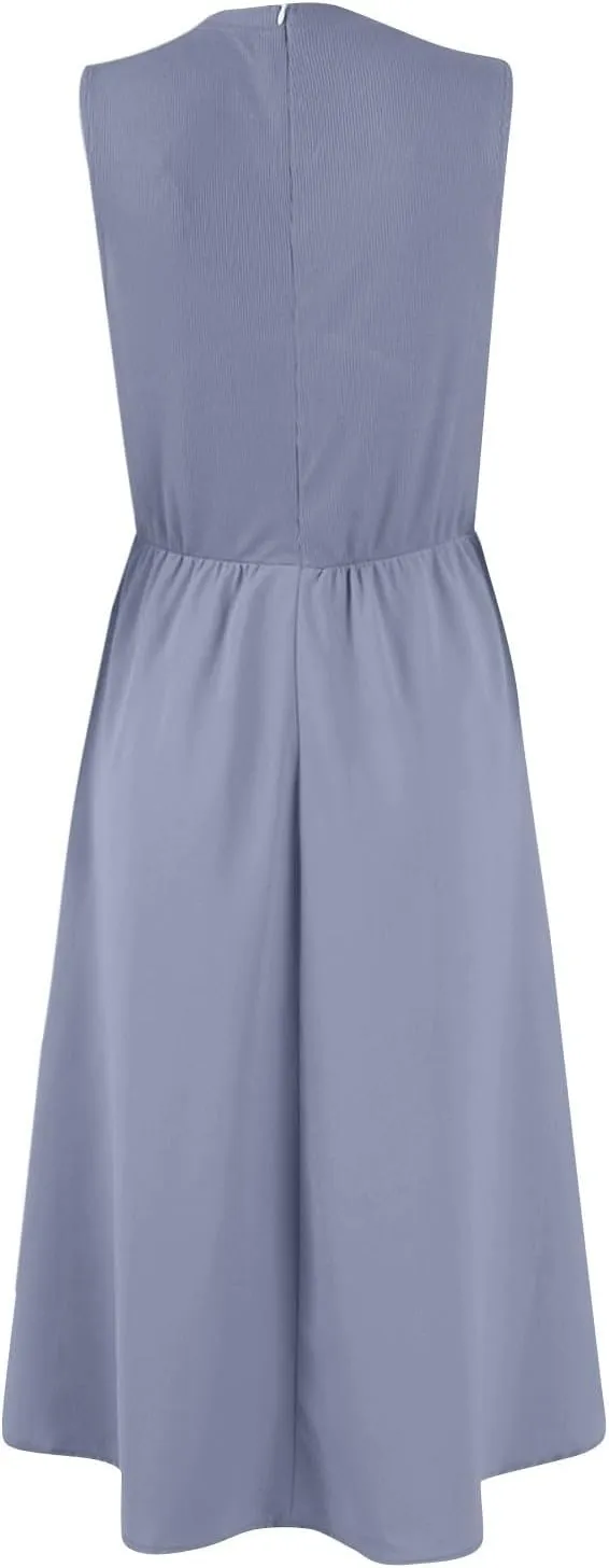 Summer Dresses for Women Sleeveless Crewneck Beach Vacation Maxi Sundresses Casual Loose Tank Dress 2025