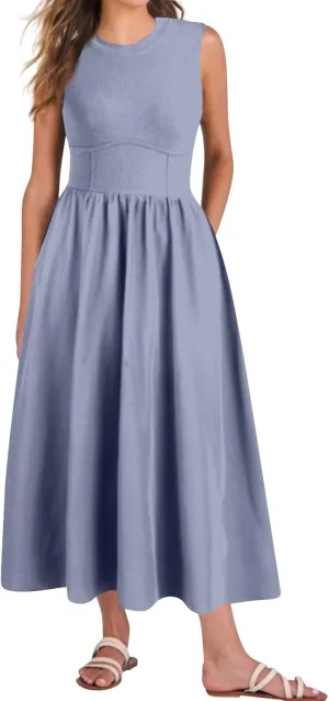 Summer Dresses for Women Sleeveless Crewneck Beach Vacation Maxi Sundresses Casual Loose Tank Dress 2025
