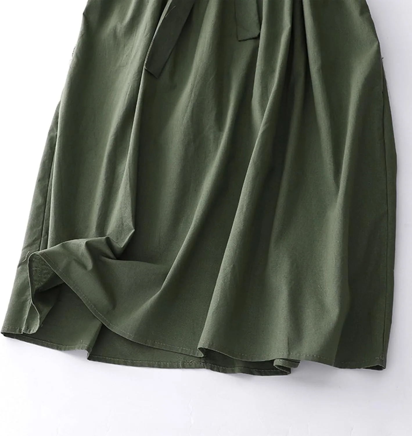 Summer Fashion Cotton Linen Shirt Dresses Women Short Sleeve Button Down High Waist Slim Long Dress Casual Maxi Dress