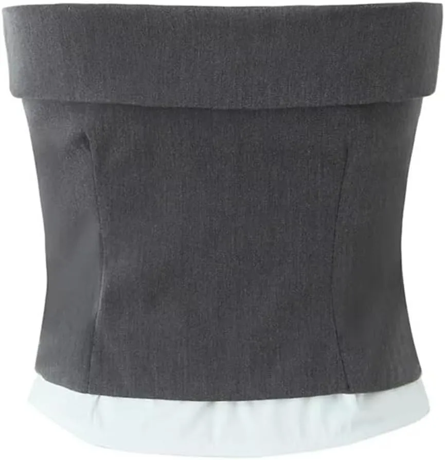 Summer Patchwork Slash Neck Corset Vest Women Slim Crop Top Camisole