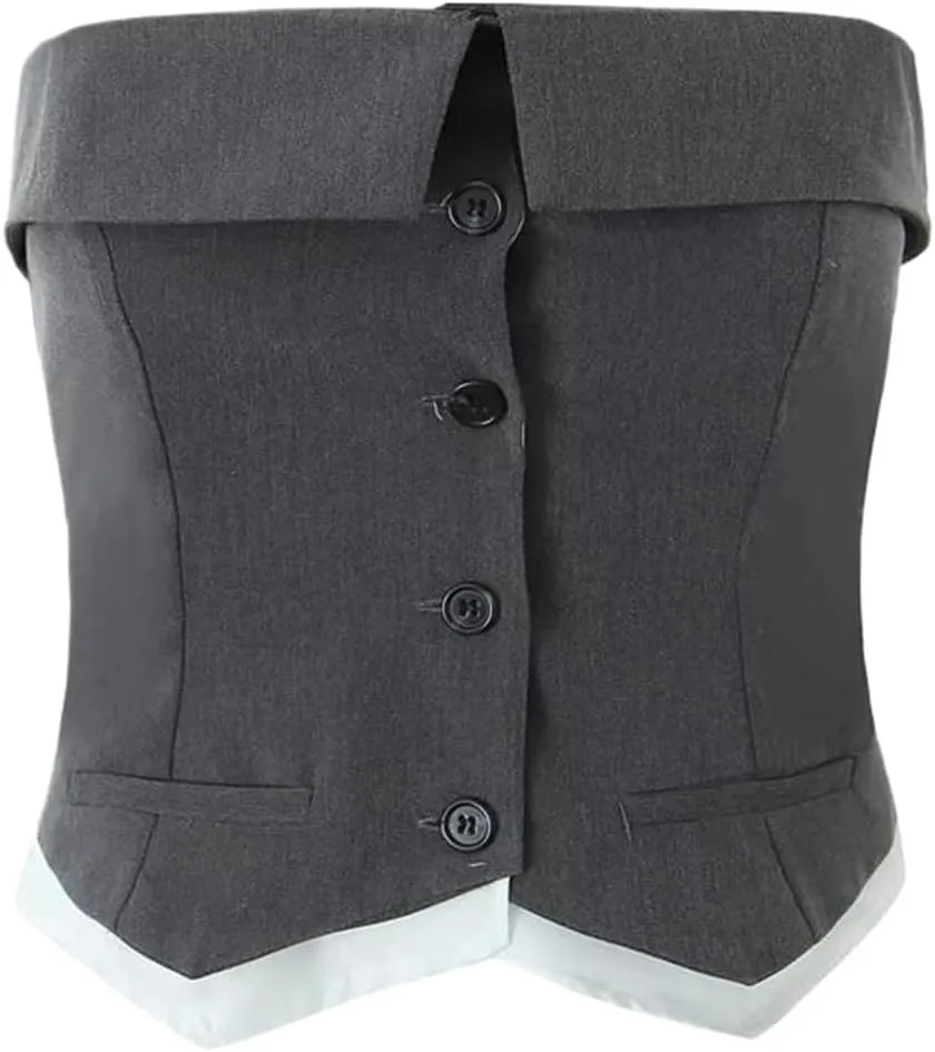 Summer Patchwork Slash Neck Corset Vest Women Slim Crop Top Camisole