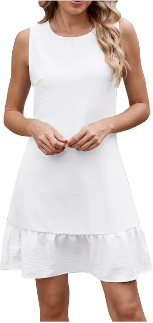 Sundresses for Women 2025 Summer Sleeveless Tank Dresses Casual Slim Fit Boho Vacation Beach Cute Mini Dress