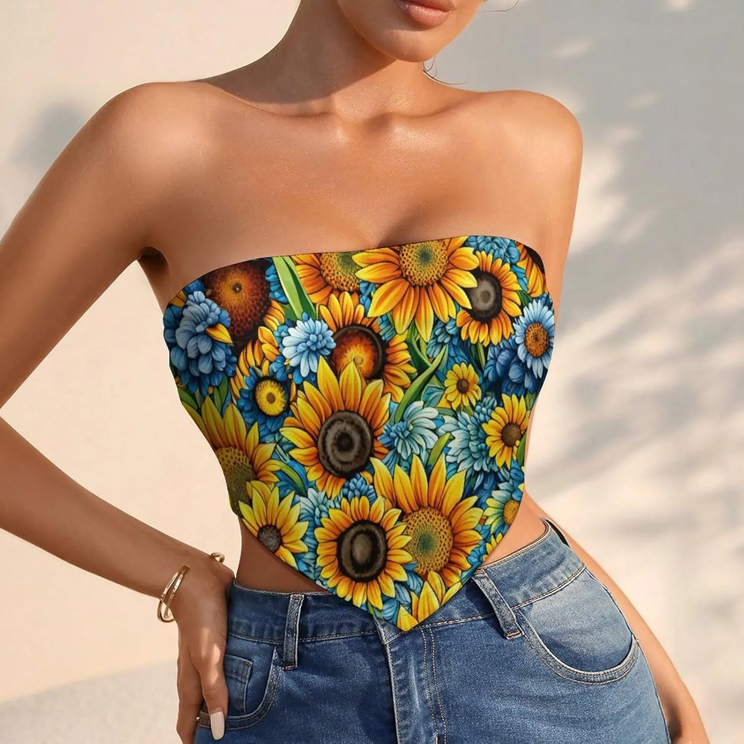 Sunflower Medium Sleeved T-Shirt for Womens Summer Autumn Winter Creativity Top
