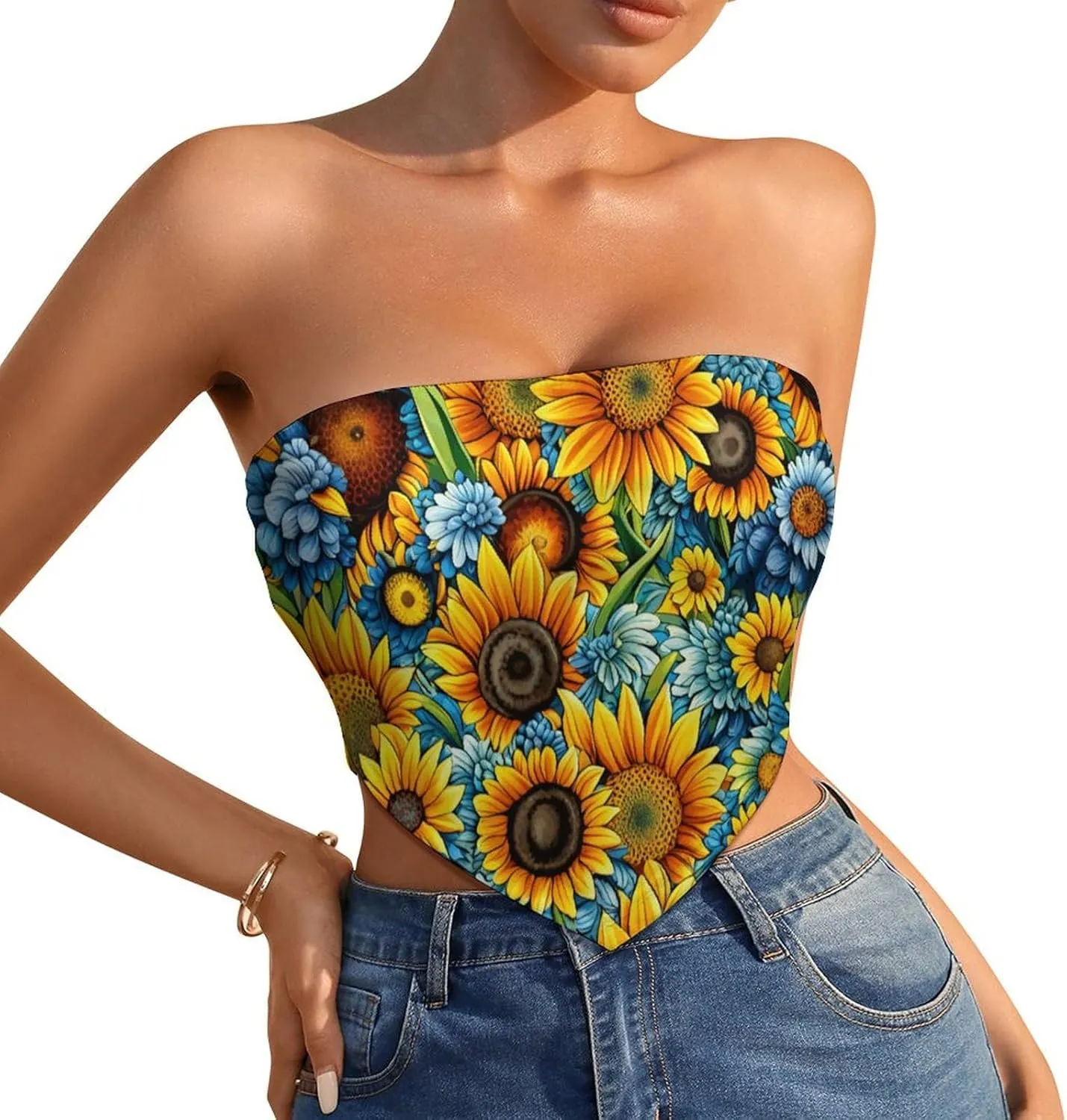 Sunflower Medium Sleeved T-Shirt for Womens Summer Autumn Winter Creativity Top