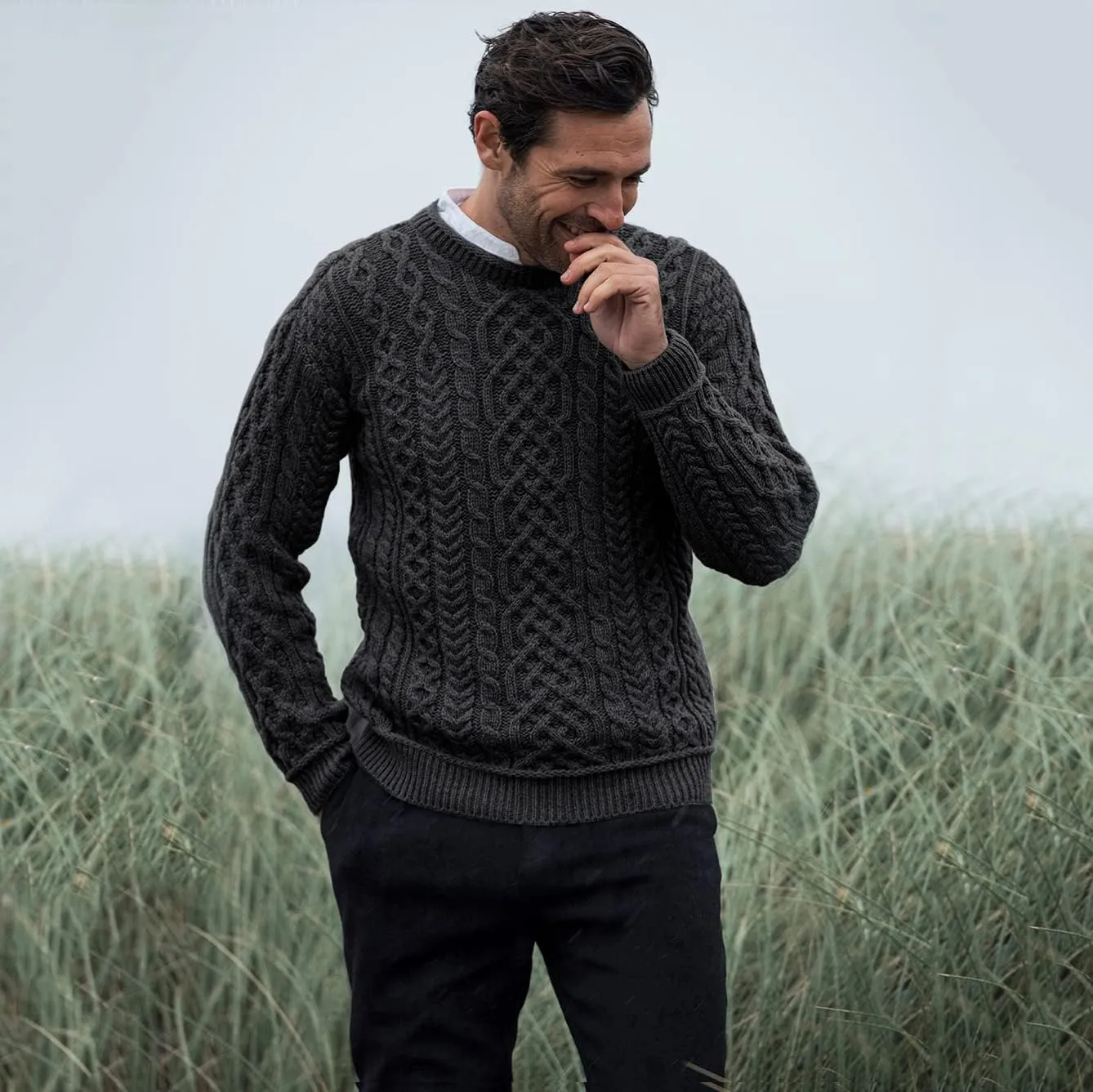 Supersoft Wool Irish Sweater for Men's Cable Knit Fisherman Pullover Made in Ireland