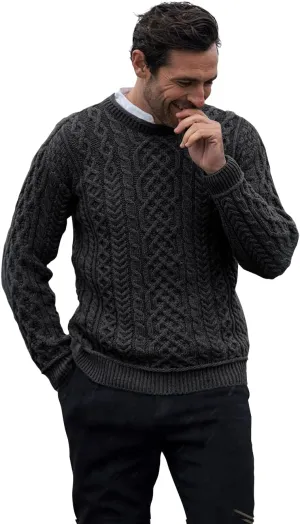 Supersoft Wool Irish Sweater for Men's Cable Knit Fisherman Pullover Made in Ireland