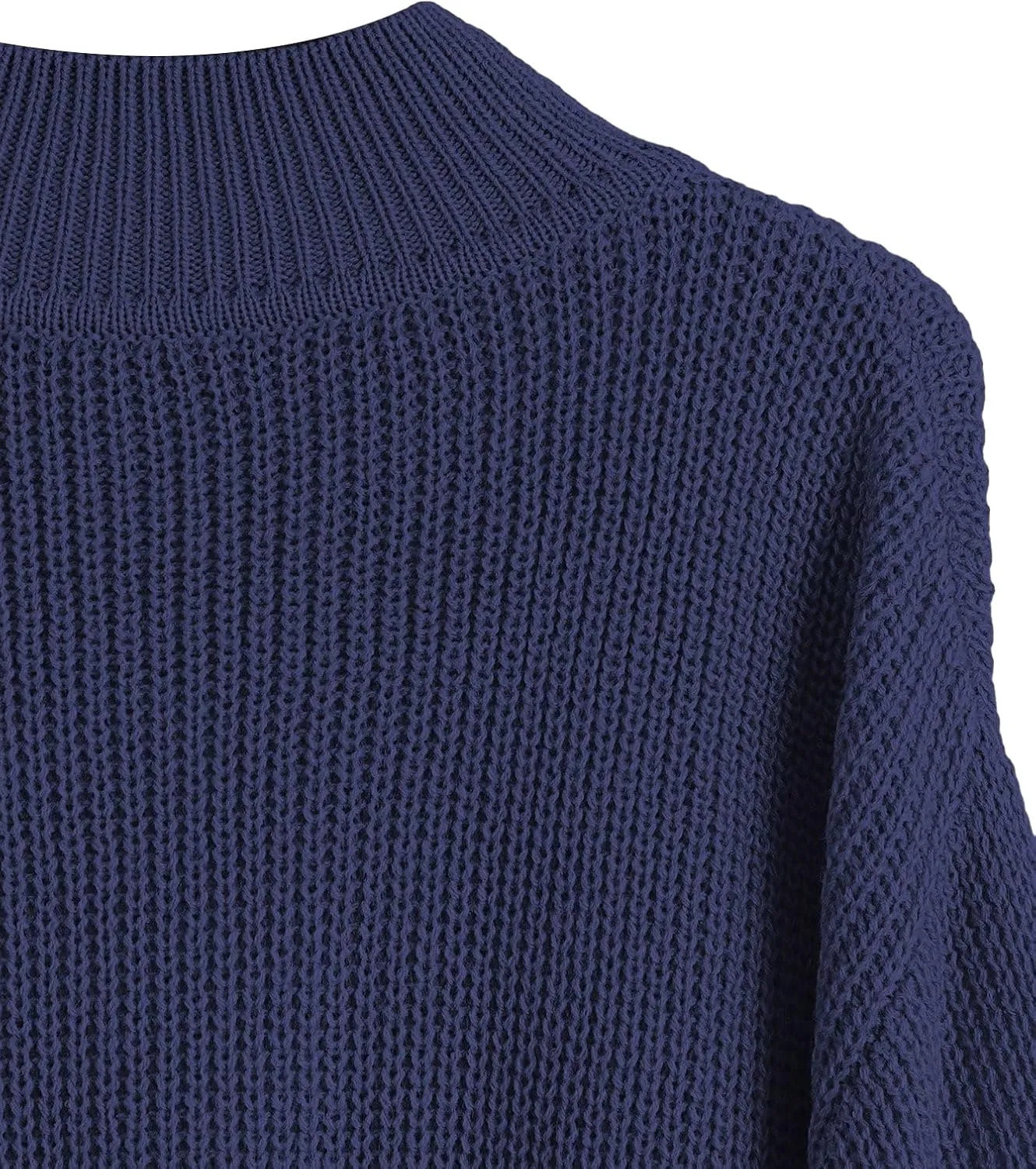 SweatyRocks Women's Long Sleeve Mock Neck Cropped Sweater Drop Shoulder Pullover Sweater Lantern Sleeve Ribbed Knit Crop Top
