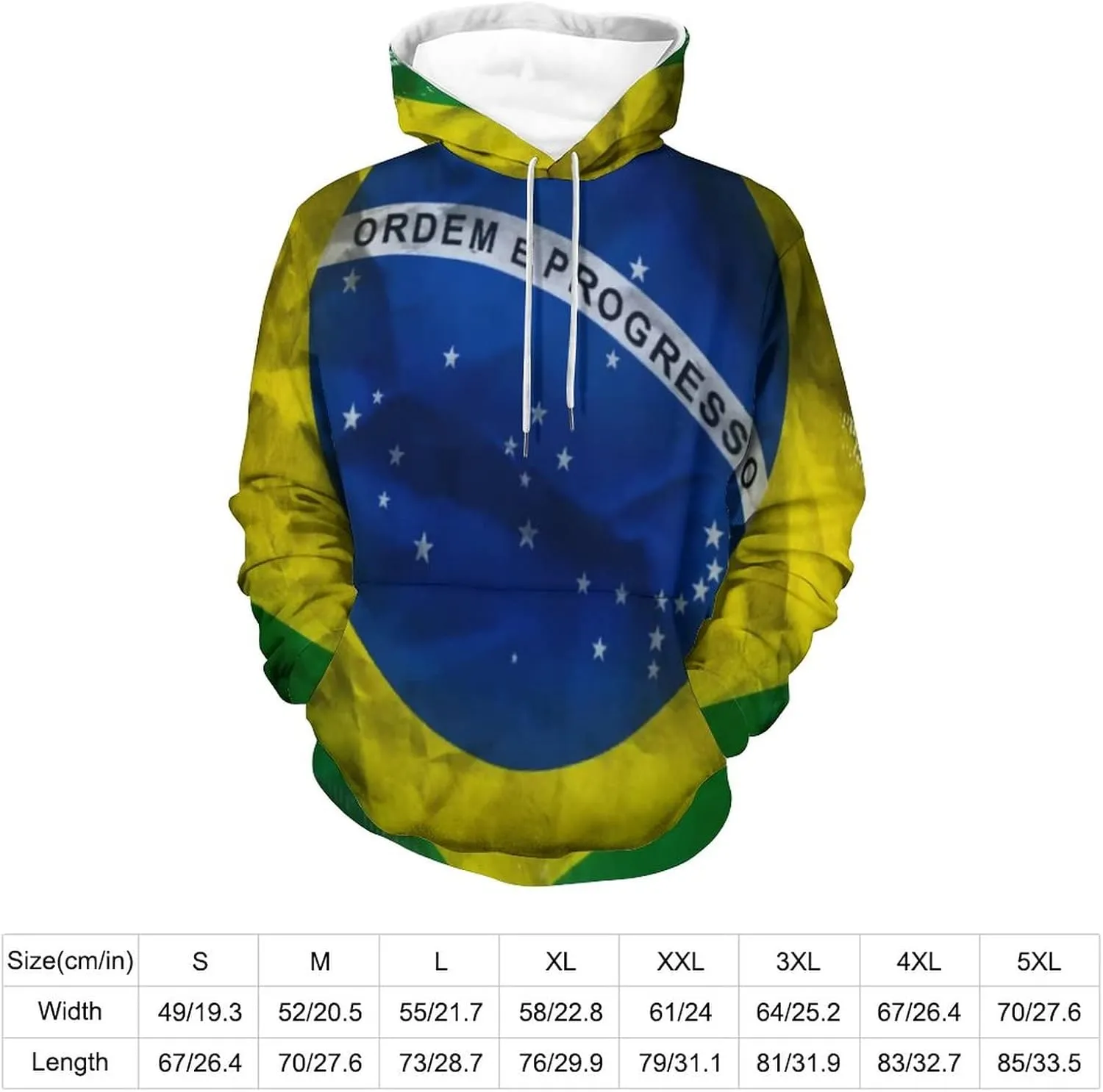 TAIZIYEAH Hoodie for Women Brazil Flag Tops Printed Pullover Long Sleeve Sportswear Clothes Soft Basic Graphic Oversized M