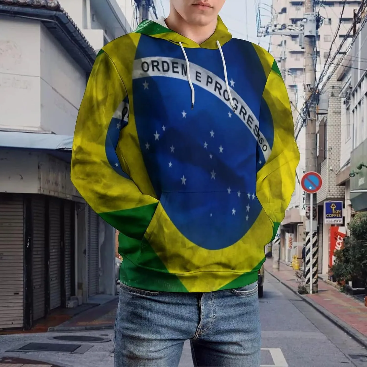 TAIZIYEAH Hoodie for Women Brazil Flag Tops Printed Pullover Long Sleeve Sportswear Clothes Soft Basic Graphic Oversized M