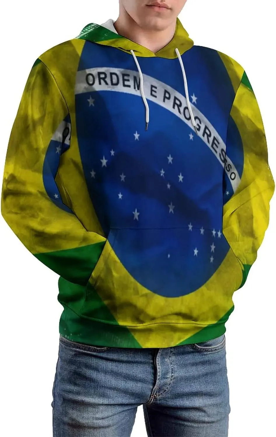 TAIZIYEAH Hoodie for Women Brazil Flag Tops Printed Pullover Long Sleeve Sportswear Clothes Soft Basic Graphic Oversized M