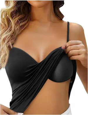 Tank Top with Built in Bra for Women Sleeveless Strappy Summer Cropped Camisole Yoga Tops Workout Sports Padded Cami Clothes