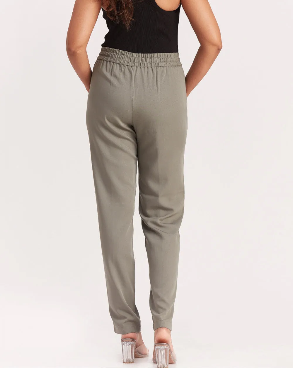Tapered & Relaxed Fit Drawstring Pants - Sage Green