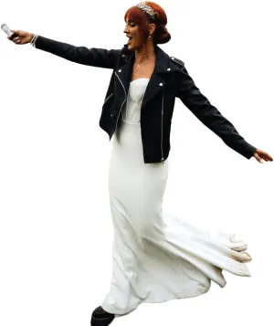 Till Death Black/Ivory Bride Leather Jacket Gothic Celestial Western Wedding