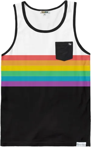 Tipsy Elves Black Retro Rainbow Tank Top - Men's Cut Size Small