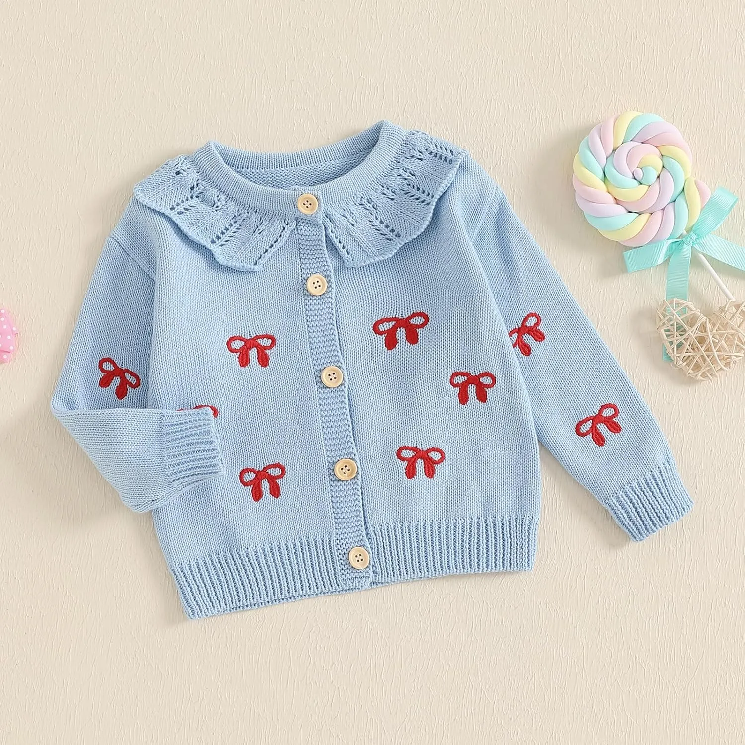 Toddler Baby Girl Thin Knit Sweater Coat Long Sleeve Button Up Cardigan Cable-Knit Knitwear Jacket Fall Winter Clothes
