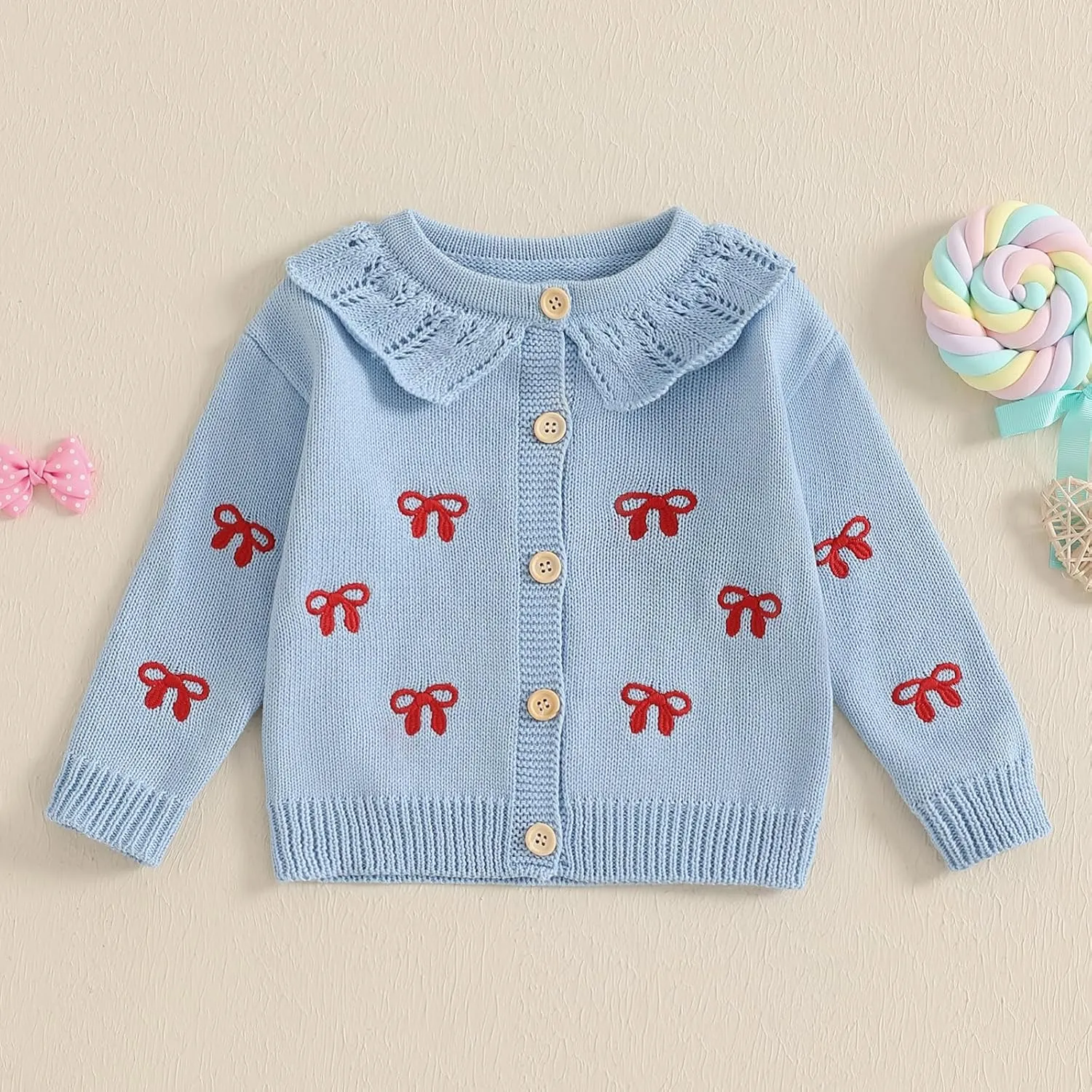 Toddler Baby Girl Thin Knit Sweater Coat Long Sleeve Button Up Cardigan Cable-Knit Knitwear Jacket Fall Winter Clothes