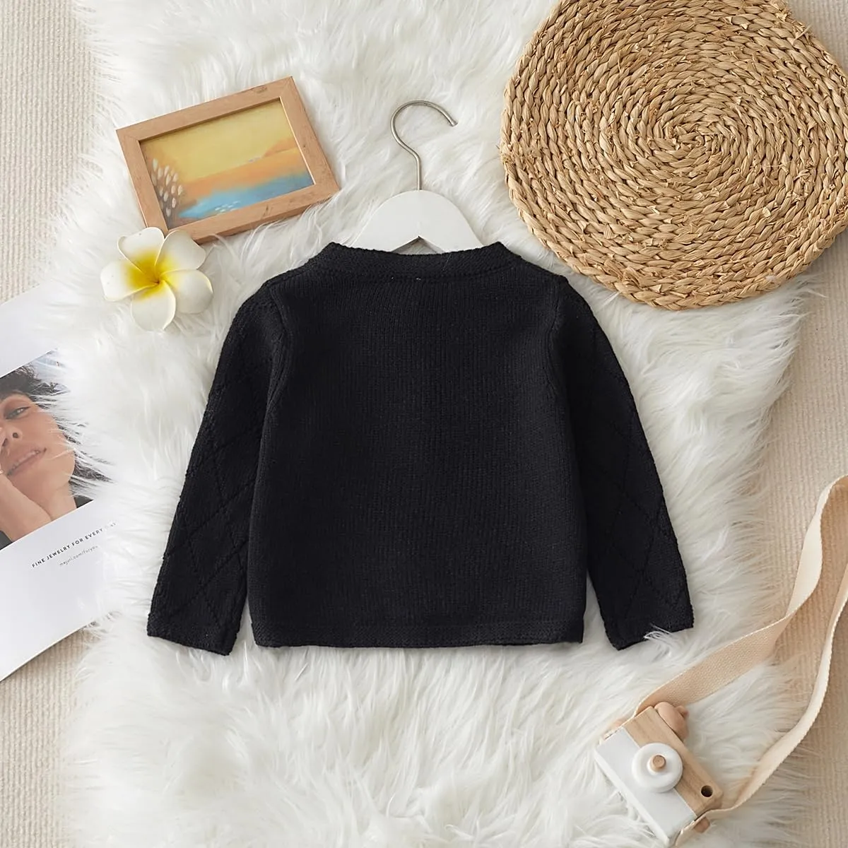Toddler Baby Girls' Cardigan Sweaters Open Front Long Sleeve Knit Outwear for Girls
