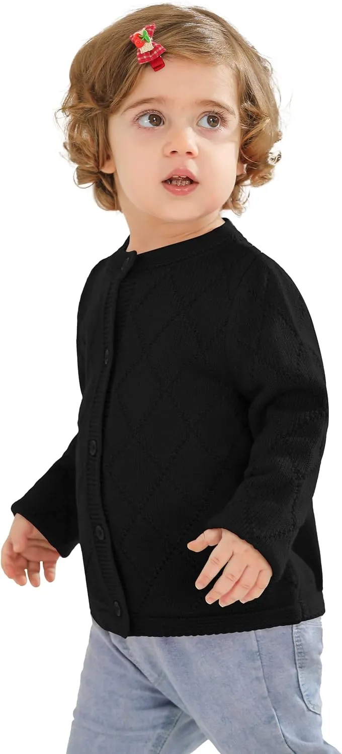 Toddler Baby Girls' Cardigan Sweaters Open Front Long Sleeve Knit Outwear for Girls