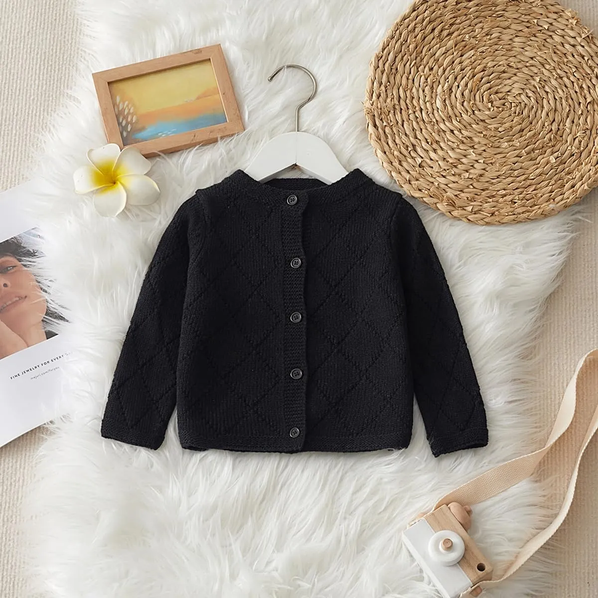 Toddler Baby Girls' Cardigan Sweaters Open Front Long Sleeve Knit Outwear for Girls