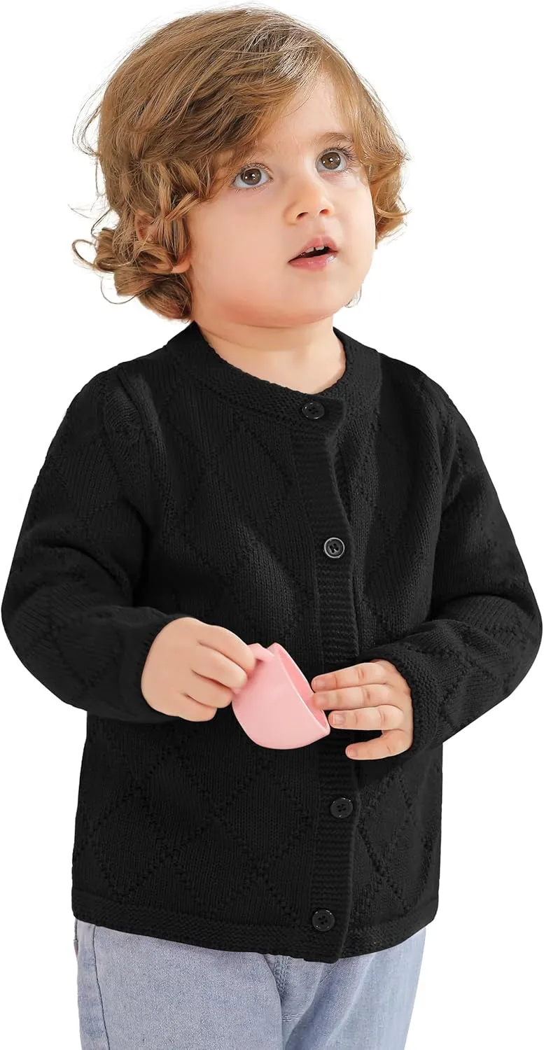 Toddler Baby Girls' Cardigan Sweaters Open Front Long Sleeve Knit Outwear for Girls