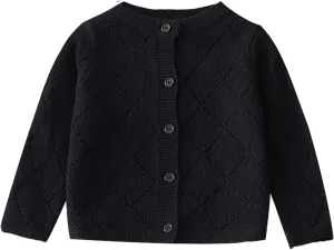 Toddler Baby Girls' Cardigan Sweaters Open Front Long Sleeve Knit Outwear for Girls