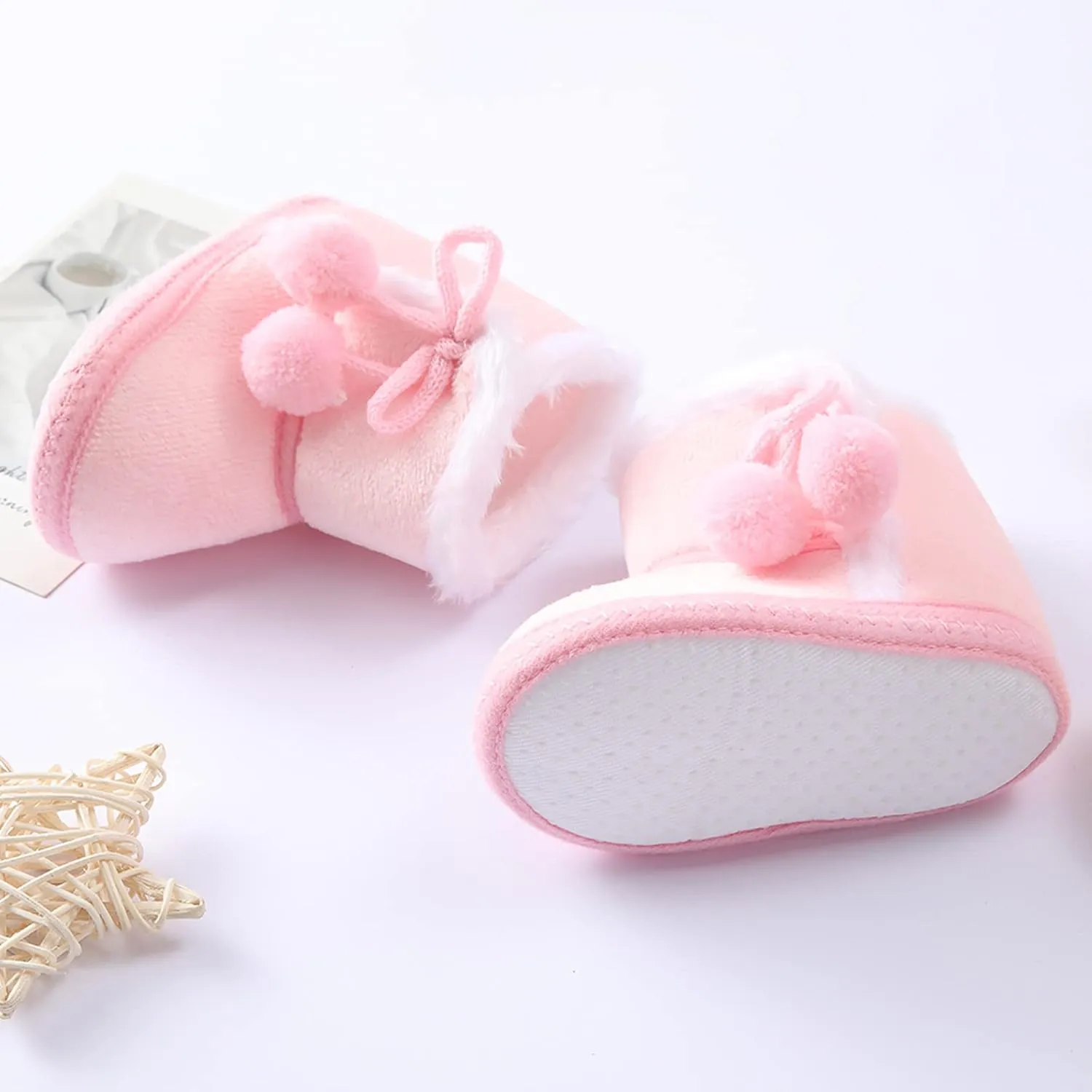 Toddler Side Front Booties Kids Girls Boys Snow Short Boots Baby Infant Newborn Fuzzy Lined Slip On Flat Shoes