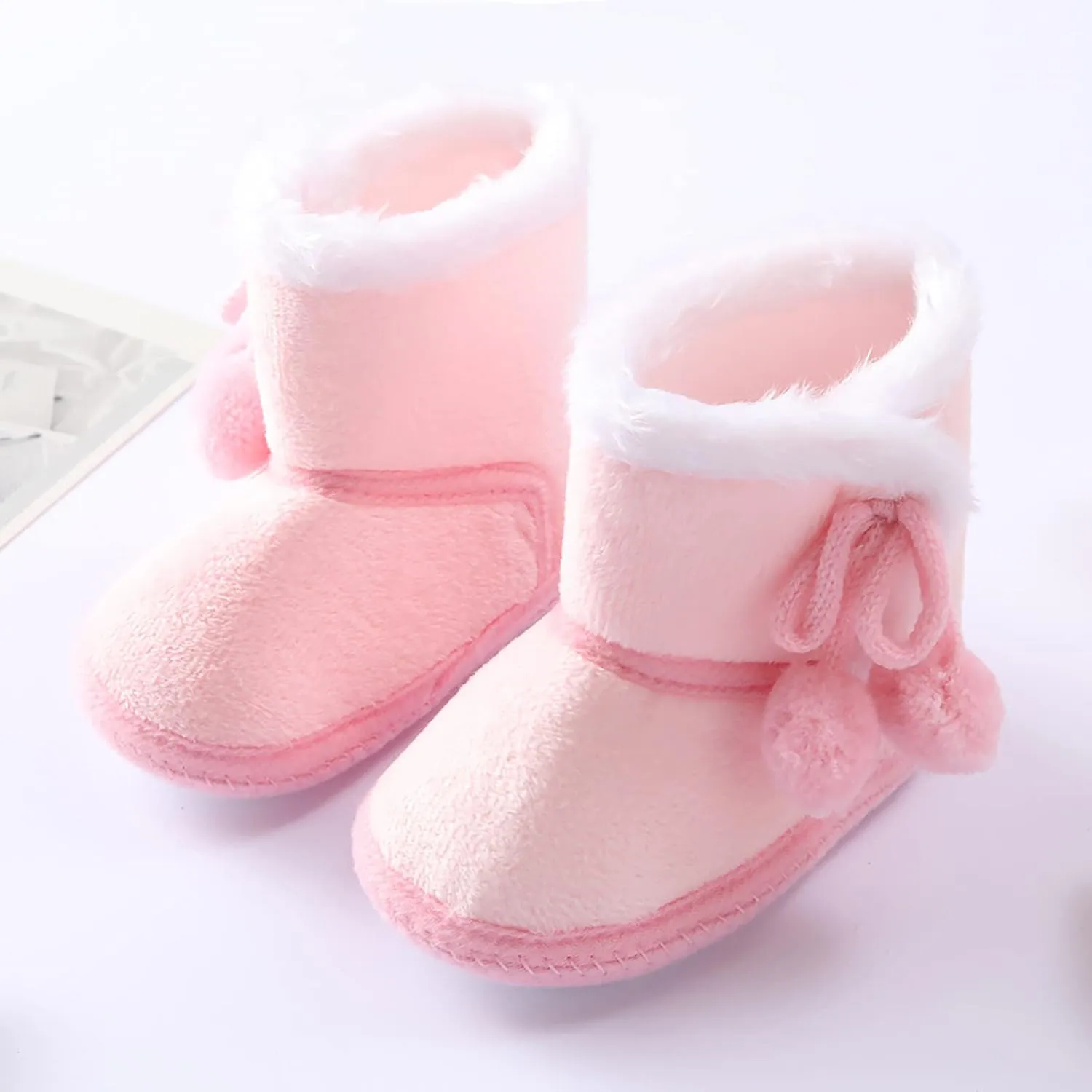 Toddler Side Front Booties Kids Girls Boys Snow Short Boots Baby Infant Newborn Fuzzy Lined Slip On Flat Shoes