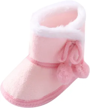 Toddler Side Front Booties Kids Girls Boys Snow Short Boots Baby Infant Newborn Fuzzy Lined Slip On Flat Shoes
