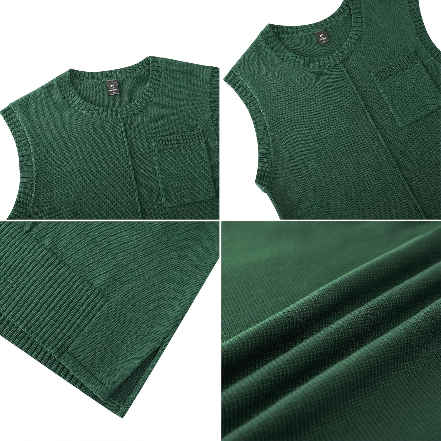 Totatuit Women's Crew Neck Sleeveless Sweater Vest with Pockets 2025 Trendy Ribbed Knit Casual Pullover Tank Tops S-XXL