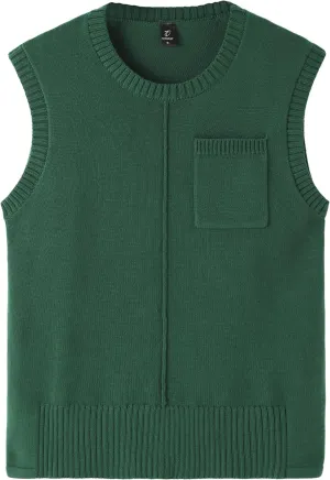 Totatuit Women's Crew Neck Sleeveless Sweater Vest with Pockets 2025 Trendy Ribbed Knit Casual Pullover Tank Tops S-XXL