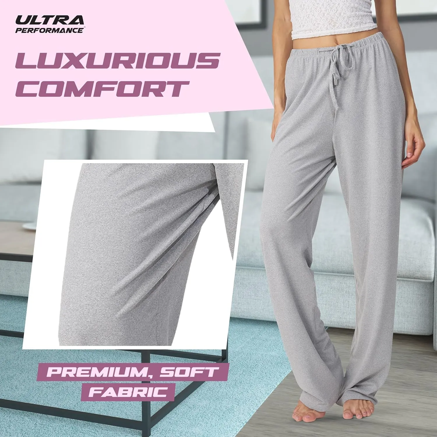 Ultra Performance Womens Pajama PJ Pants 3 Pack Lounge Bottoms Pajamas for Women (Avail in Plus Sizes)