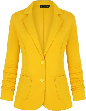 Unifizz Womens Casual Work Office Blazer Pockets Buttons Suit Jacket 3/4 Sleeve