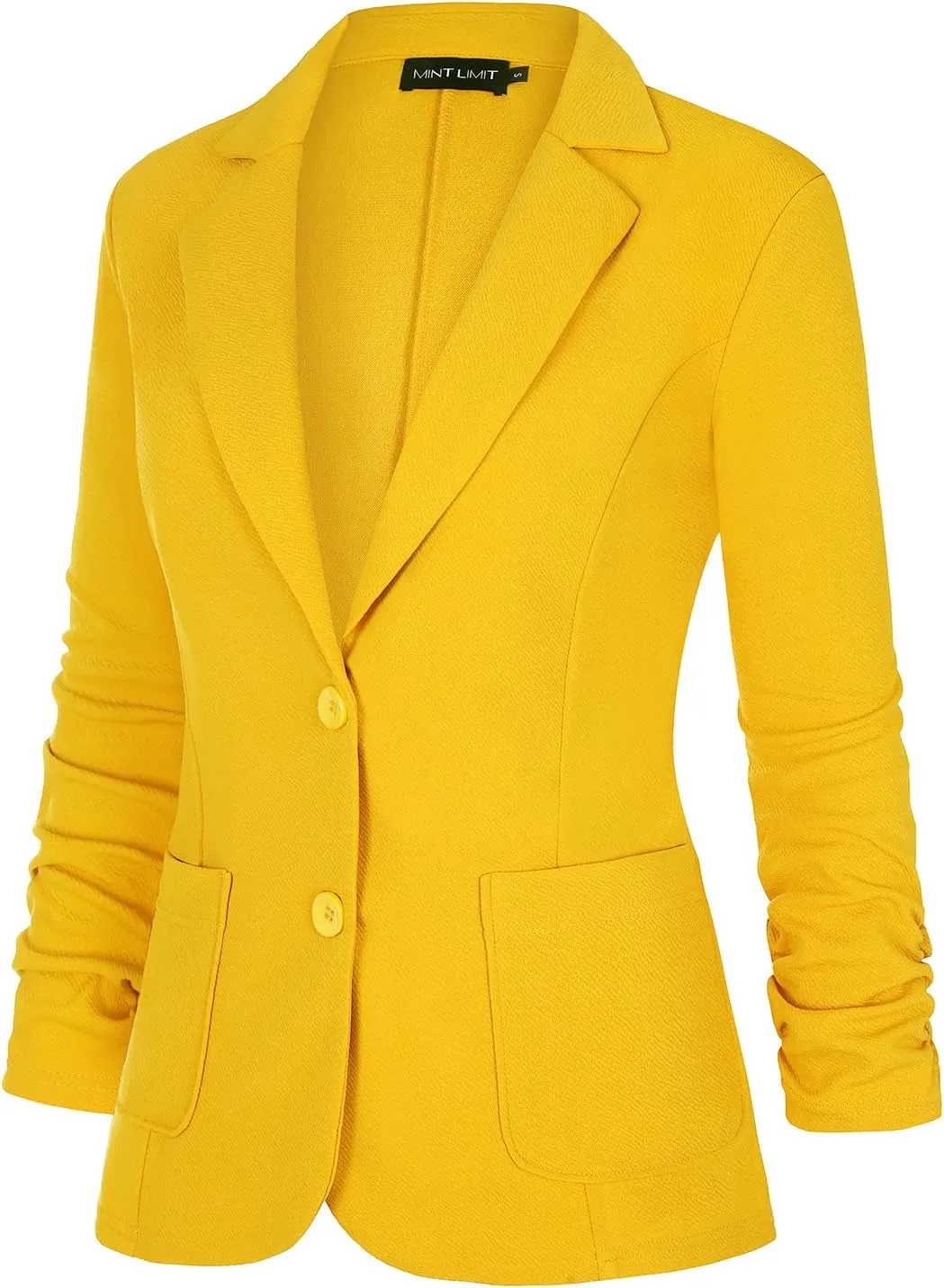 Unifizz Womens Casual Work Office Blazer Pockets Buttons Suit Jacket 3/4 Sleeve