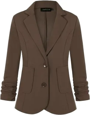 Unifizz Womens Casual Work Office Blazer Pockets Buttons Suit Jacket 3/4 Sleeve