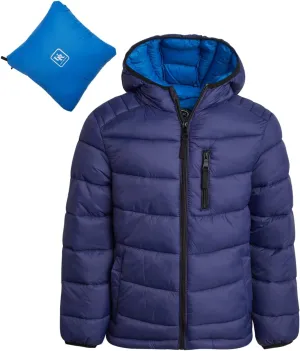 URBAN REPUBLIC Boys Foldable Hooded Jacket  Insulated Weather Resistant Bubble Puffer Windbreaker Coat for Boys Sizes 4-20