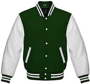Varsity jacket Baseball Letterman Bomber School Collage Premium Wool and Genuine White Leather Sleeves Jacket