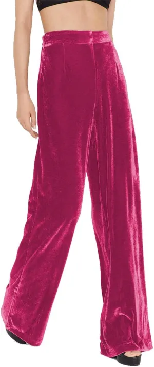 Velvet Pants for Women High Waist Loose Wide Leg Pants Casual Office Velour Long Trousers with Pockets