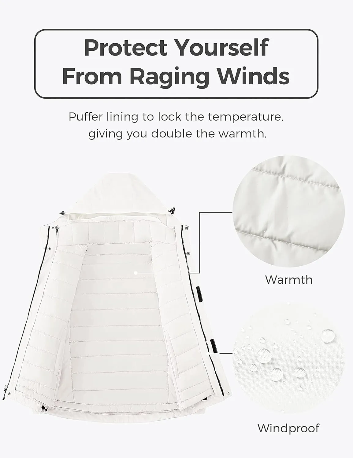 wantdo Men's 3 in 1 Waterproof Ski Jacket Warm Winter Snow Coat Puffer Rain Jacket