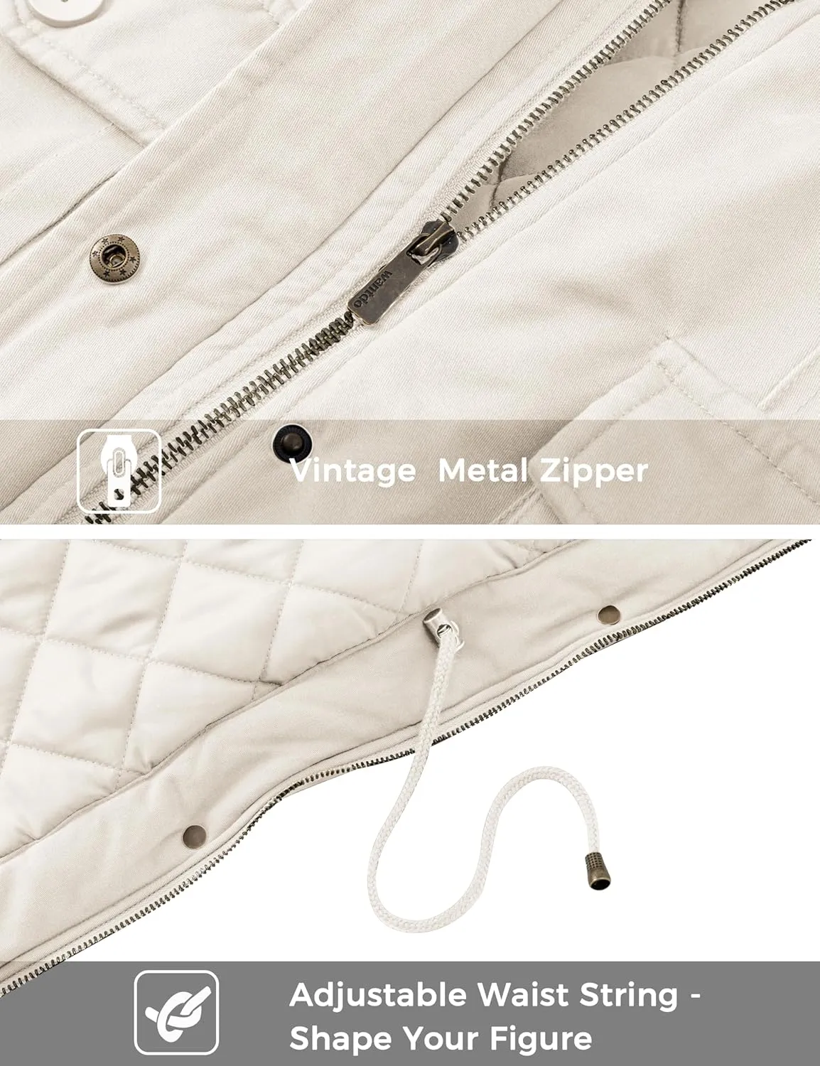 wantdo Women's Winter Parka Coat Sherpa Lined Warm Cotton Jacket with Removable Hood