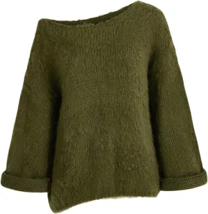 WDIRARA Women's One Shoulder Long Sleeve Oversized Sweater Asymmetrical Pullover Knit Top