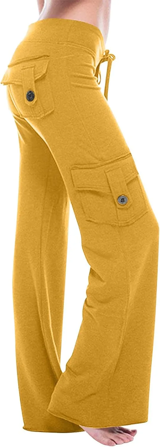 Wide Leg Pants for Women High Waisted Palazzo Linen Trousers Casual Loose Comfy Summer Beach with Pockets